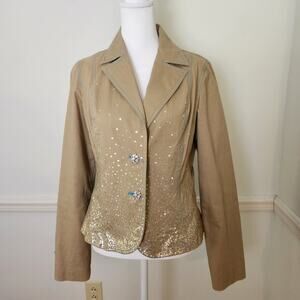 Vtg Y2K Blazer Jacket Size Medium Juniors Fairy Sequin Embellished Career Office